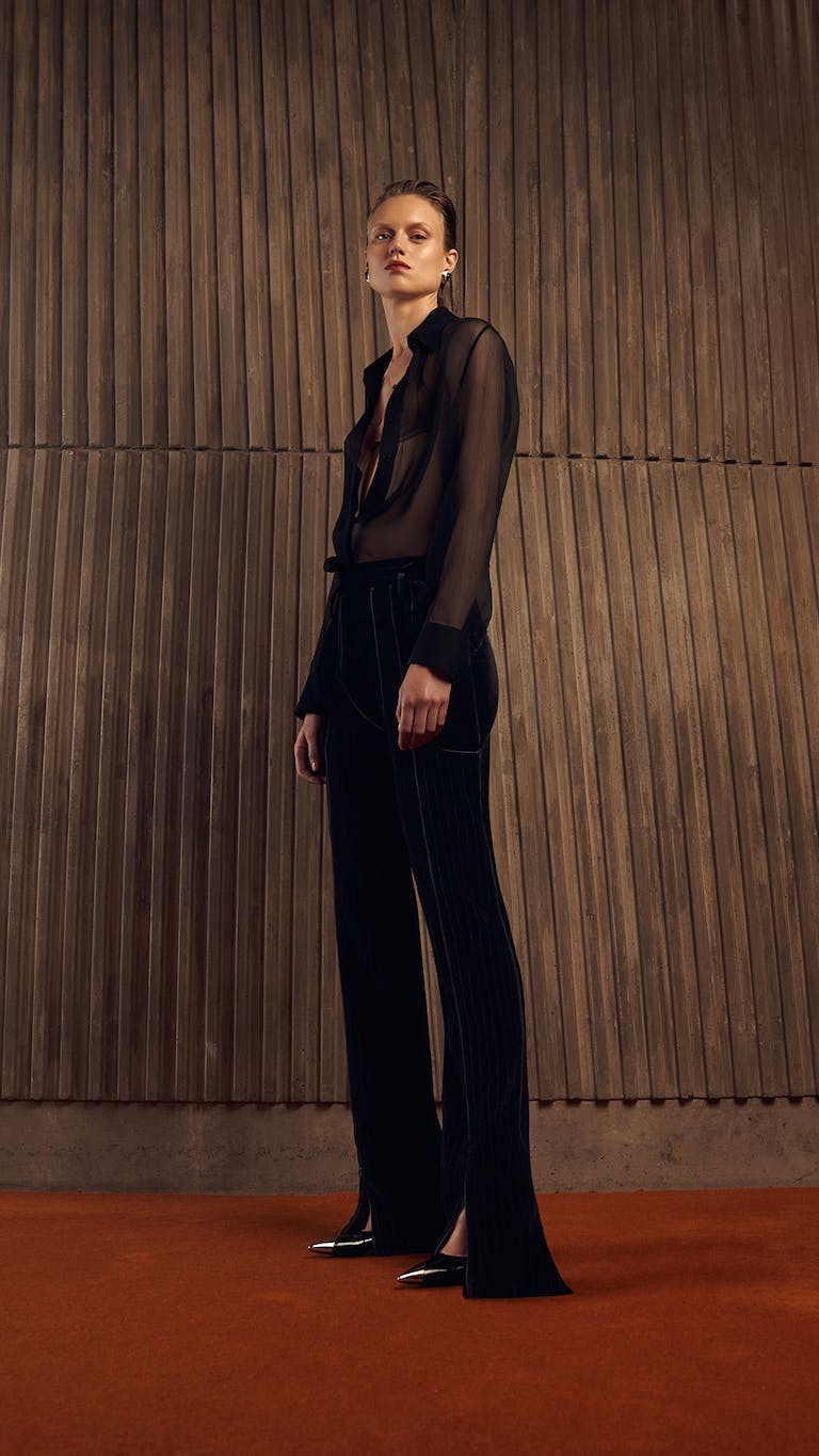 LE CASHE-CASHE EDIT CARGO PANTS IN VELVET